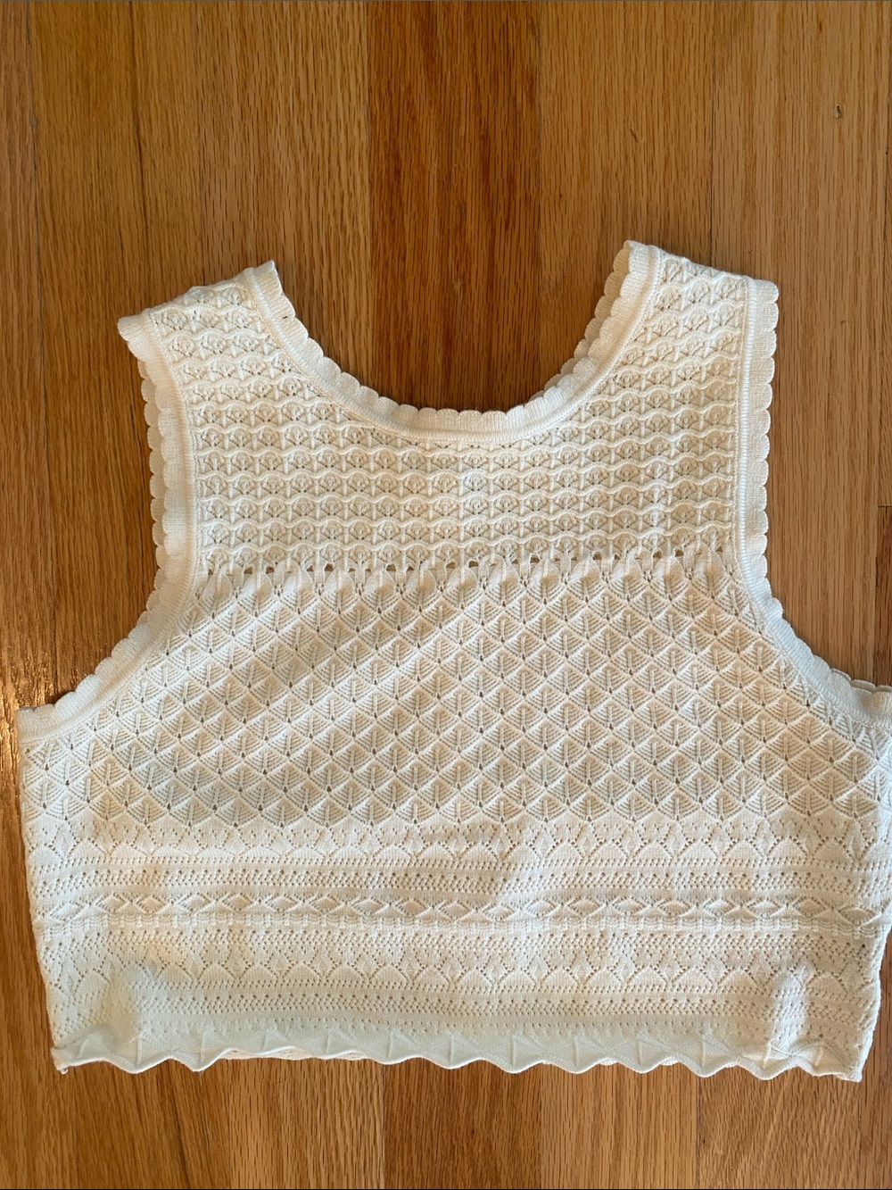 Cream Knit Cropped Tank Top